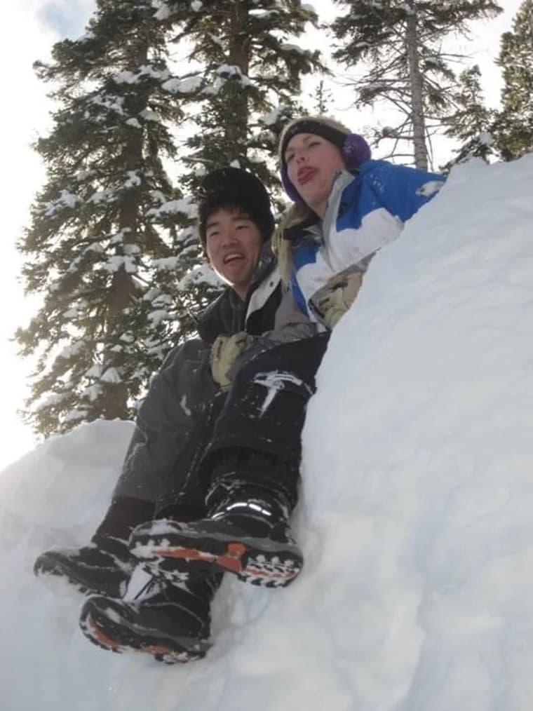 Carolyn and Daniel in the snow