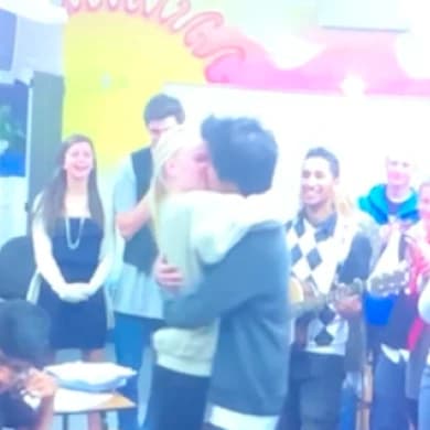 Classmates watching the promposal